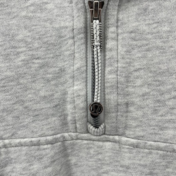 Lululemon Scuba Oversized Half Zip Hoodie Light Grey Cropped Thumbholes Sz XS/S - Picture 6 of 9